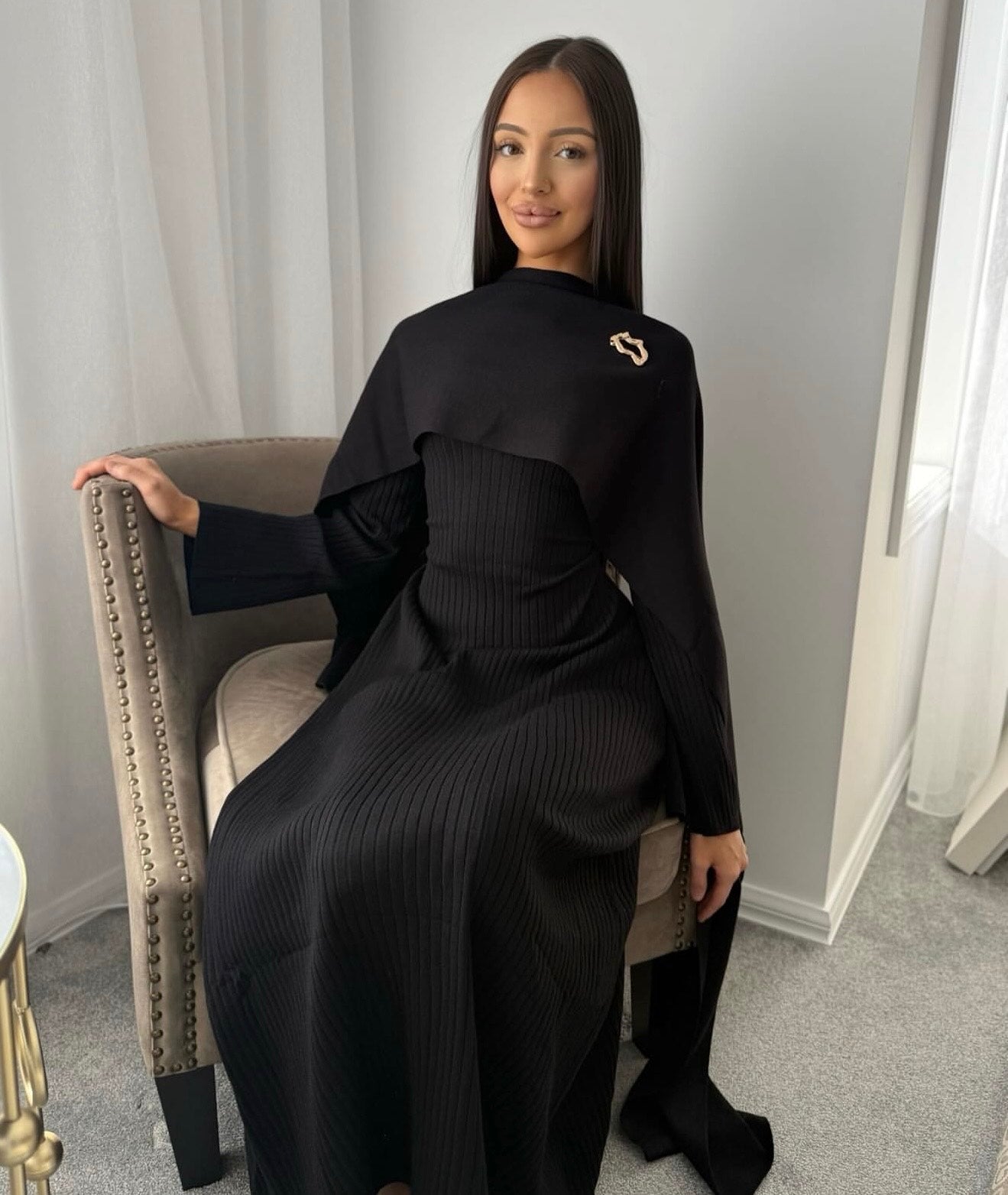 Layla Knit Dress With Shawl
