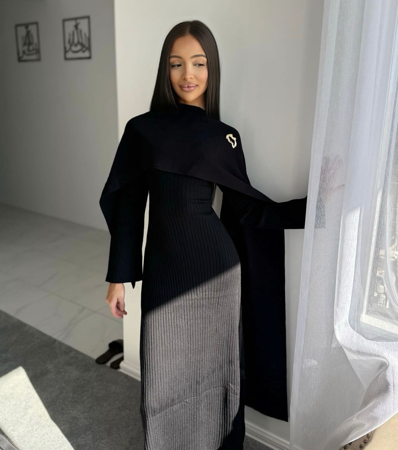 Layla Knit Dress With Shawl