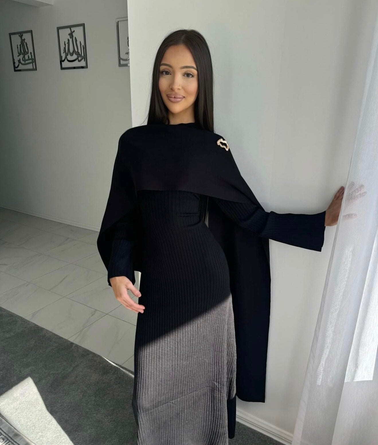 Layla Knit Dress With Shawl