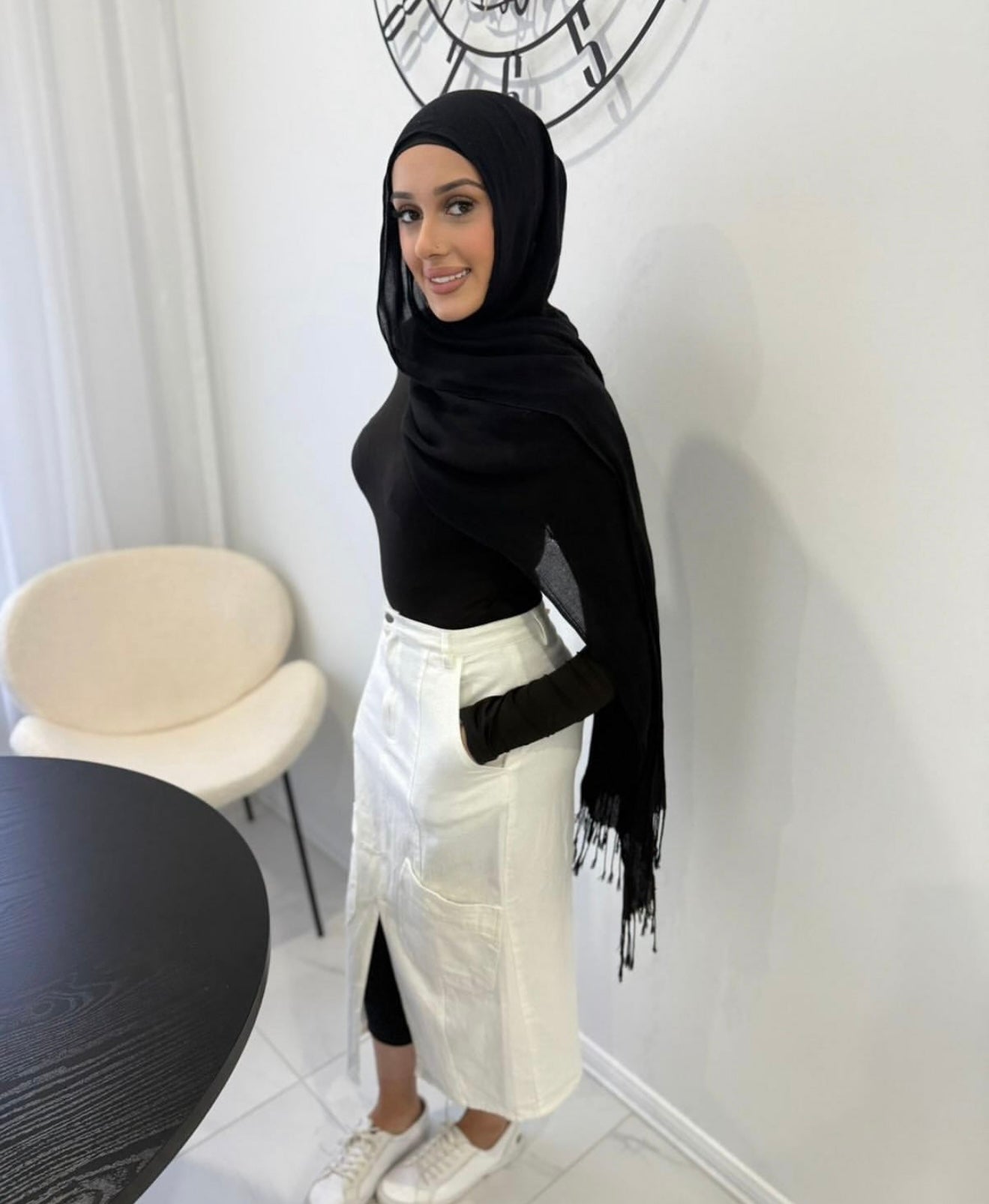 Denim Skirt White