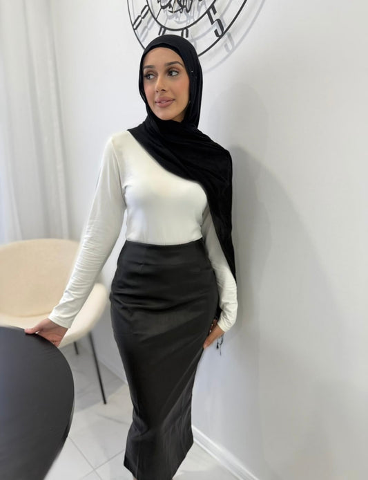 Leather black skirt