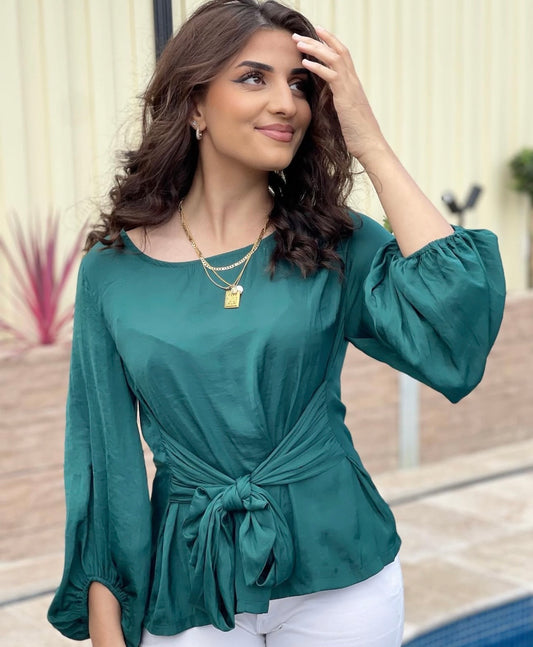 Tie Up Emerald Blouse